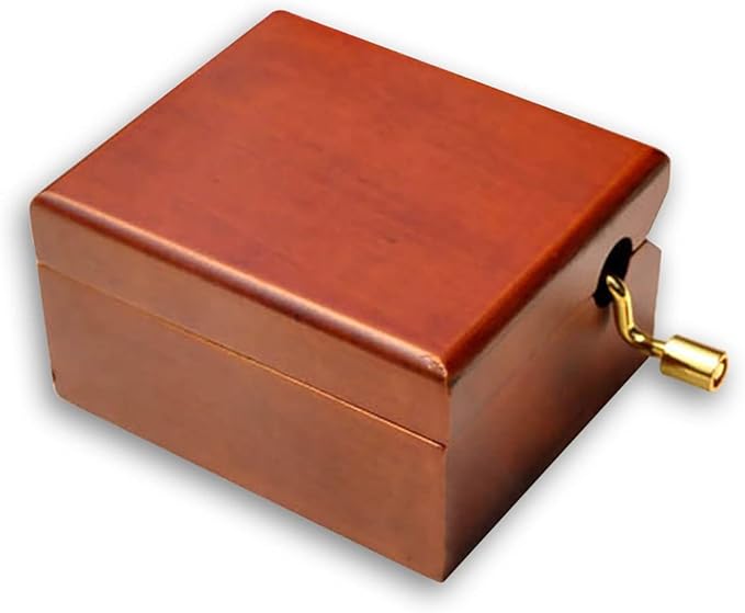 BinkeGG Play (Unchained Melody) Brown Wooden Hand Crank Music Box with Sankyo Musical Movement (65 Tunes Option)