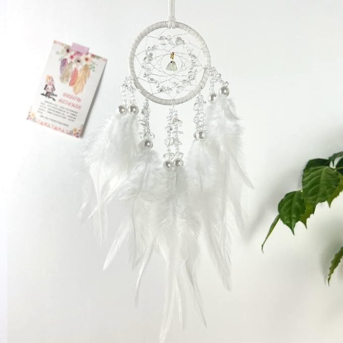 Car Dream Catcher for Rearview Mirror Accessories, Small White Dream Catchers for Car Hanging Ornament for Room Decoration Pendant