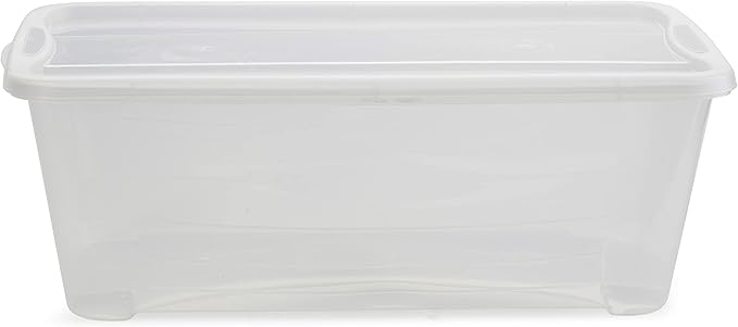 Life Story 6 Liter Shoe, Accessory, and Closet Plastic Storage Box Multi-Purpose Lidded Stacking Tote Containers, Clear (50 Pack)