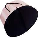 Sarah's Hat Boxes Classic Pink/Black Hat Box – 12.75" x 6.5" (Dia. x Ht.) Handmade in USA – Odorless Non-Toxic Adhesive, Cording Handle – Premium Storage for Hats & Accessories