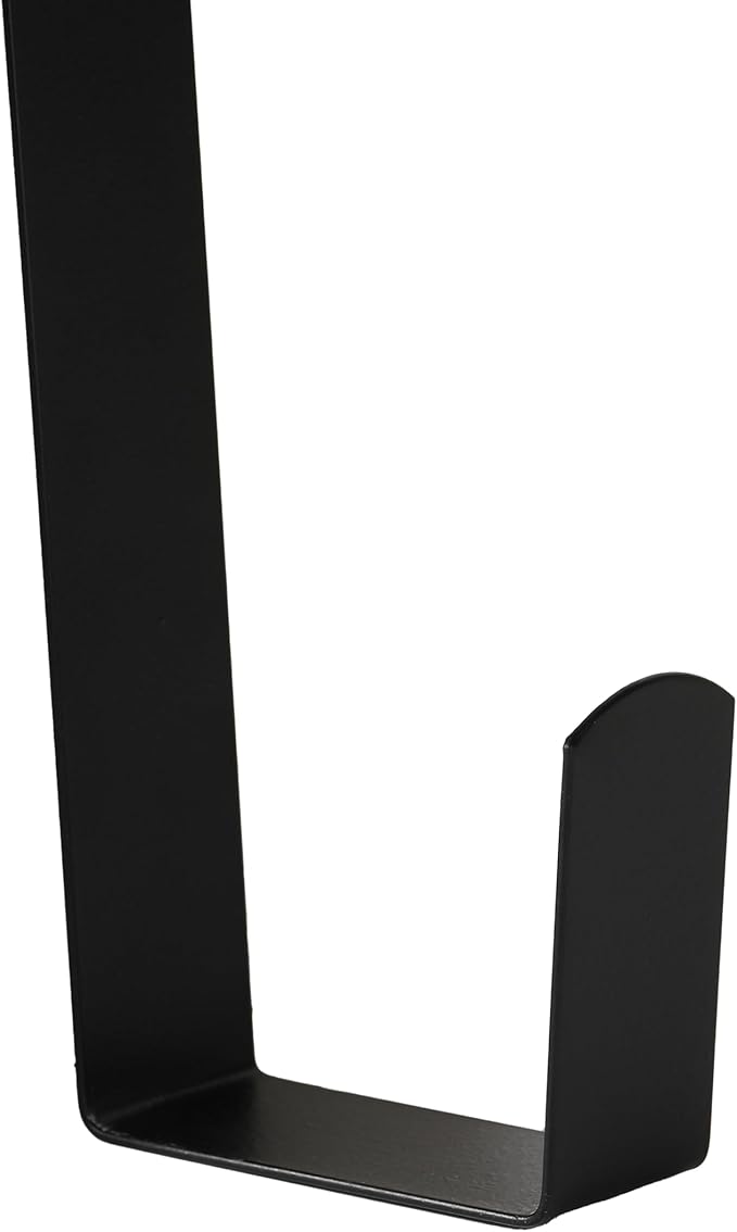 Wreath Hanger for Front Door, Slim Over The Door Hook, Easy to Use and Reusable Holiday Wreath Holder for Christmas, Thanksgiving, Halloween and Daily Décor (12" Black, 2)