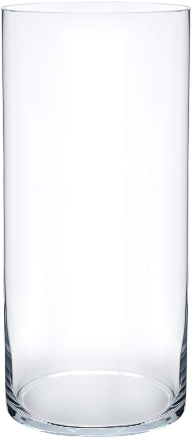 Royal Imports Flower Glass Vase Decorative Centerpiece for Home or Wedding - Cylinder Shape, 12" Tall, 5" Opening, Clear