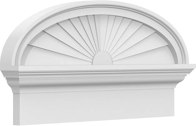 24" W x 12-7/8"H x 2-3/4"P Elliptical Sunburst Architectural Grade PVC Combination Pediment