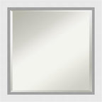 Amanti Art White Wall Mirror 24x24 Blanco White Square Bathroom Mirror for Wall Decor Living Room, Medium Modern Wood Frame, Hangs Horizonally and Vertically, Bathroom Decor, Beveled Edge