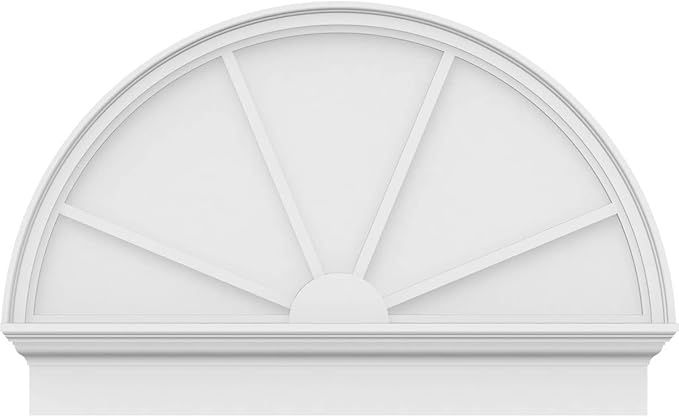 40"W x 26-3/4"H x 2-3/4"P Half Round 4 Spoke Architectural Grade PVC Combination Pediment