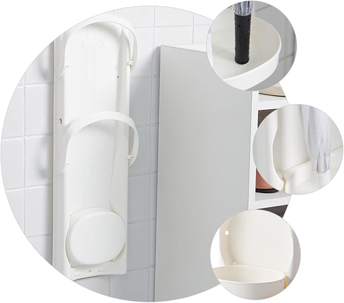 BESPORTBLE Wall-Mounted Umbrella Stand Rack with Drip Tray Space-Saving Storage Organizer for Home Office Entryway Sturdy White Hanging Umbrella Holder for Restaurants and Families