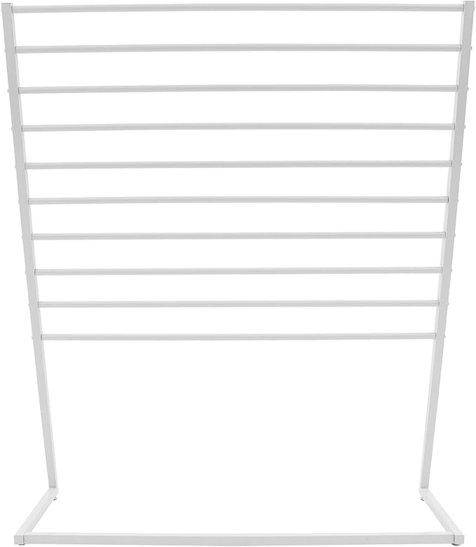 Scarf Organizer, Metal Hijab Organizer, 10 Tier Scarf Holder Hanger for Multiple Scarves, Freestanding Hijab Stand Belt Pants Hanging Rack for Home, Commercial, Clothing Store (White, 120cm)