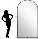 Dewfig Arched Full Length Mirror, 78"x38" Large Floor Mirror with Stand, Oversized Full Body Mirrors for Standing/Leaning/Hanging, Wall Mounted Mirrors for Bedroom, Living Room,Dressing Room, Black