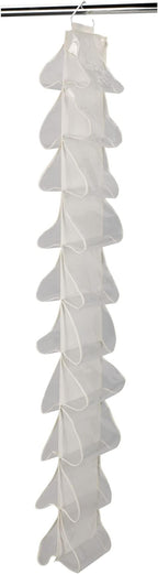 Household Essentials 20-Pocket Closet Shoe File, Durable Canvas and Plastic, Holds 10 Pairs of Shoes, Individual Storage, Single Hook System