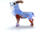 Goat Micro Tiny Figurines Hand Blown Glass Art Animals Collectible Gift Home Décor (Blue Brown)