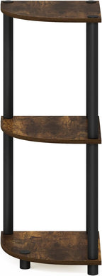Furinno TURN-N-TUBE Corner Shelf, 3-Tier Corner Bookshelf, Display Storage Shelves with Open Shelves, for Organization and Storage, Living Room, Home Office, Garage, Amber Pine