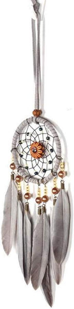 Dream Catchers for Cars Rear View Mirror Hanging Decorations, Gray Feather Dream Catcher for Car Charm Home Wall Decor Ornament