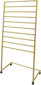 Scarf Organizer, 10 Tier Metal Scarf Display Stand with 4 Lockable Casters Movable Freestanding Belt Shawl Hijab Organizer for Boutique Display, Commercial Home
