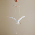 Seagull Hanging Mobile Wooden Flying Bird Decor Nursery Wall Hanging Ornament for Home Nursery Room Balcony Patio Decor
