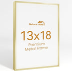 13x18 Aluminum Metal Picture Frame,Tempered Glass Gold Photo Frame 13x18 for Family Photo,Posters,Art,Document to Wall Mount Horizontally or Vertically