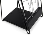 Portable Magazine Rack with 10 Pockets for 8.5x11 Catalogs, Carry Bag Included, 54"h Floor-Standing Literature Display with Tiered Design, Steel (Black)