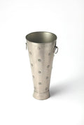 Beaumont Lane Iron Umbrella Stand, 11" W x 11" D x 24" H, Antique Silver Finish, Round Shape with Floral Embellishments, Durable Indoor Entryway Organizer