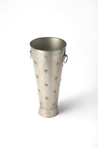 Beaumont Lane Iron Umbrella Stand, 11" W x 11" D x 24" H, Antique Silver Finish, Round Shape with Floral Embellishments, Durable Indoor Entryway Organizer