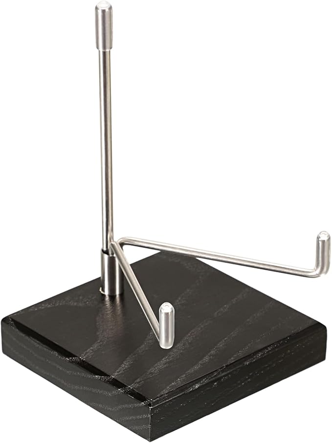 Hipiwe Adjustable Stainless Steel Arm Display Stand Easel with Wooden Base Rocks Crystal Display Easel Holder for Mineral Agate Gemstones Fossils Coral Geodes Plate and Photo, 3.1"x3.1"x4.9"