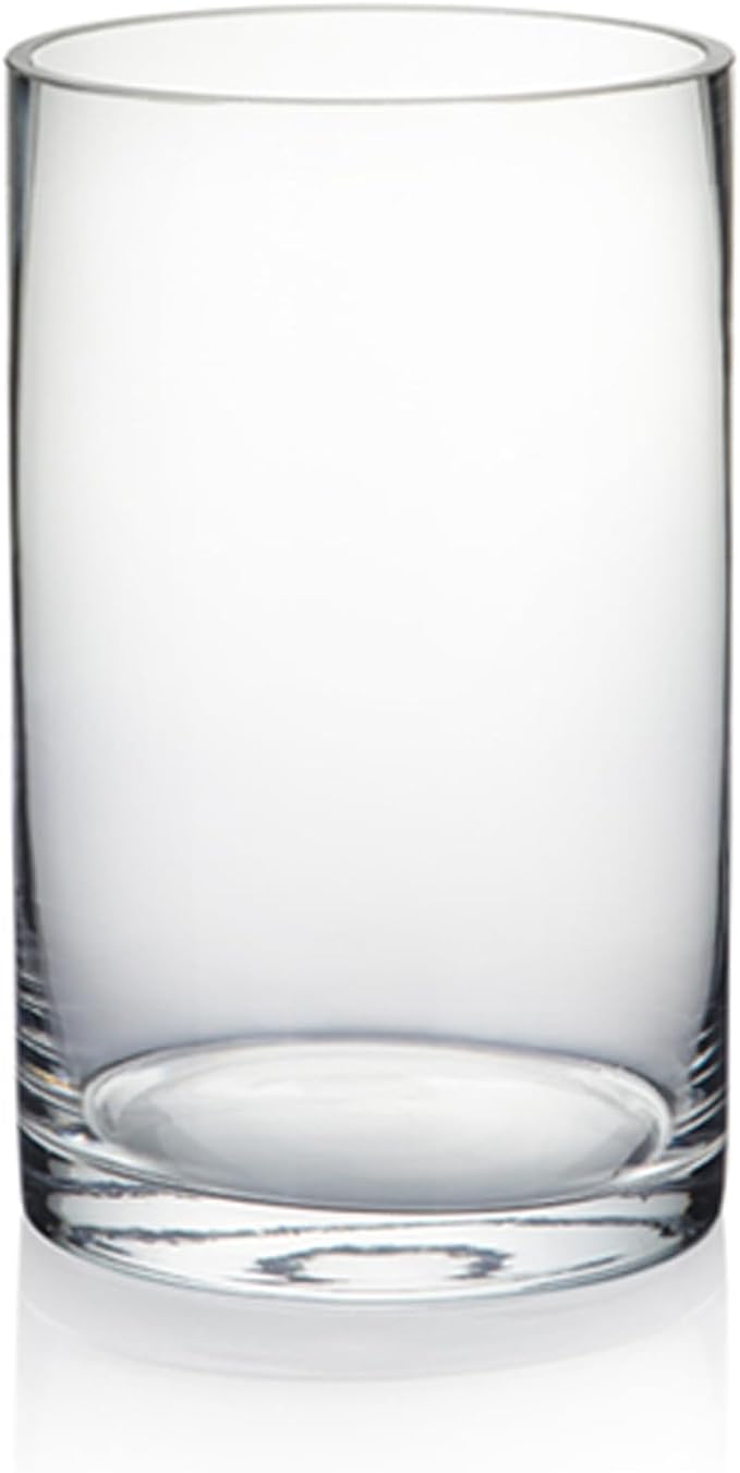 WGVI Quality Thick Clear Cylinder Glass Vase, 3" W x 5" H, Floral Container, Glass Candle Holder, Flower Vases, Wedding Centerpiece, Table Top Home Décor Accent, in Bulk Wholesale, 12 Pieces