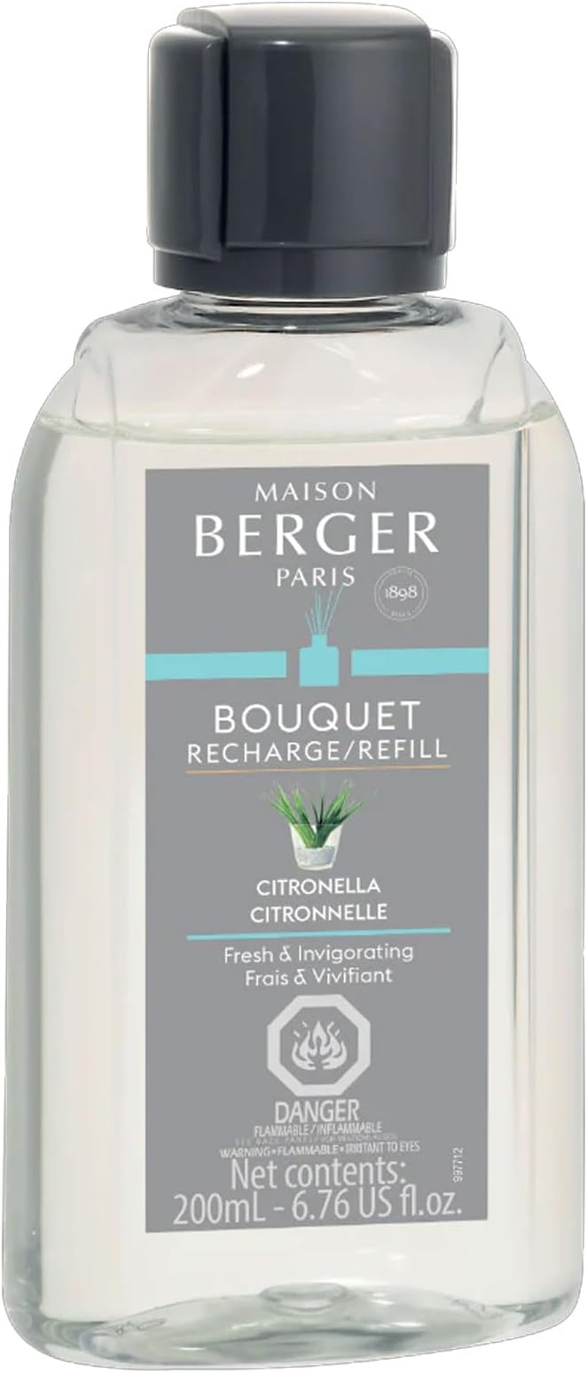 Maison Berger - Citronella - Air Freshener - Fragrance Refill for Reed Sticks and Ceramic Diffuser - 6.76 Fluid Ounces - 200 Milliliters