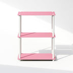 Furinno Turn-N-Tube Book Shelf, 3-Tier Bookshelf, Bookcase with Multipurpose Compact Display Rack, 11.6 x 23.6 x 29.6, for Living Room, Bedroom, Home Office, Pink/White
