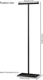 OUTBROS T-shaped Coat Rack Freestanding, Modern Clothes Rack with Rock Slab Base, Heavy-duty Metal Coat Hanging Rack for Boutiques, Hallway, Entryway, 68.9 Inches High, Black