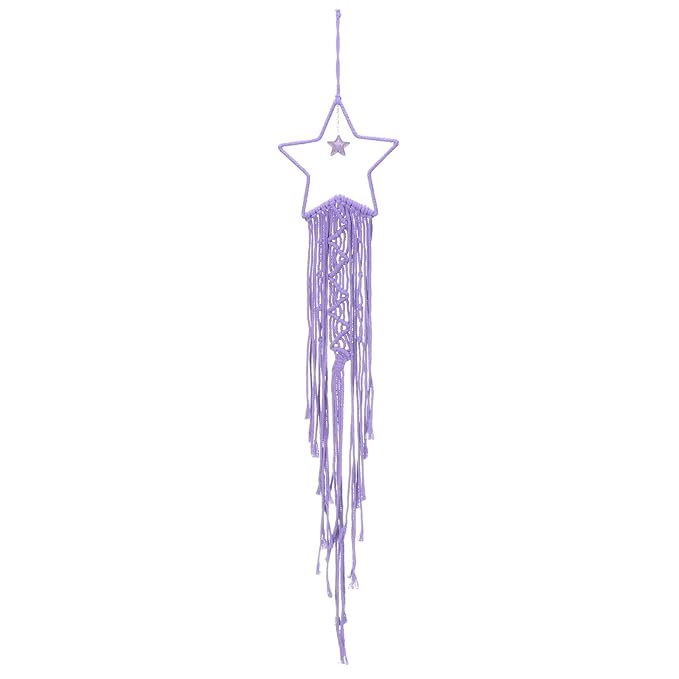 MECCANIXITY Macrame Dream Catchers, Purple Handmade Star Design Woven Cotton Dream Catcher Wall Hanging for Home Bedroom Decoration Ornament Craft Gift