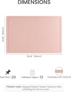 Fluxynara Bulletin Board,35.4" x 23.6" Cork Board Alternative with 12 Safe Removable Adhesive Tabs, Foldable Felt Pin Board for Home Office, Classroom, Bedroom,Entryway for Walls—Pink