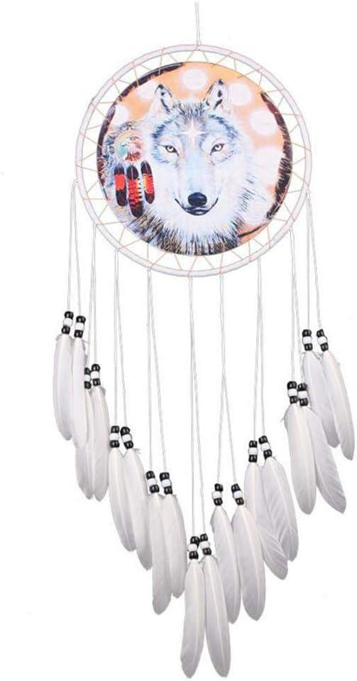 Wolf Dream Catcher, Handmade White Feather Dream Catchers Gift Wall Decoration Dreamcatchers