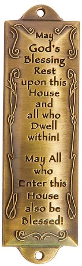 1 X Bless This House Brass Mezuzah with Hebrew Parchment in Gift Box & Placement Guide by Unbranded