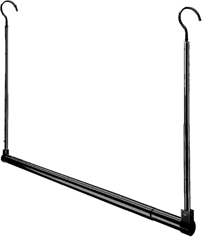 Adjustable Hanging Closet Rod, Extender Hanging Rod, Closet Hanging Organizer, Heavy Duty Closet Bar, Hanging Rod (Black, 1 Pack)