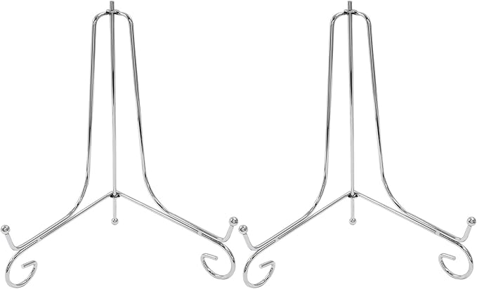 2 Pack Silver Plate Stands for Display 8 Inch， Photo Holder Stand for Picture Frame, Decorative Plates, Book, Photo, Collectibles