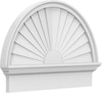 28"W x 20-3/4"H x 2-3/4"P Half Round Sunburst Architectural Grade PVC Combination Pediment