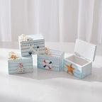 2 Pack Wooden Handmade Mini Chair Box Beach Decor Nautical Theme Decoration for Home Office Desk (Sailboat)