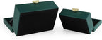 HofferRuffer Faux Leather Jewelry Boxes, Decorative Boxes Storage Accessory Organizer with Gold Hardware Decor, Classic Vegan Leather Set of 2 Pieces (Green)