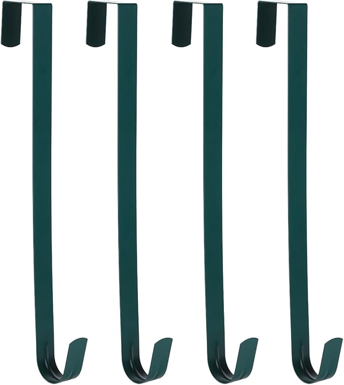 Sattiyrch 15" Wreath Hanger for Front Door,Sturdy Steel Wreath Door Hanger,Over The Door Hanger Hook (Green,4)