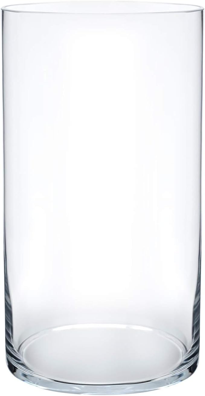 Royal Imports Flower Glass Vase Decorative Centerpiece for Home or Wedding - Cylinder Shape, 10" Tall, 5" Opening, Clear