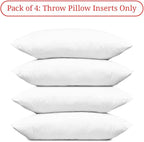 Covers & All Throw Pillow Inserts Only Pack of 4, Durable Soft Rectangle 20 x 26 Inches 65 GSM Non-Woven Fabric with 15D Silicon Fiber Filling, Universal uses for Home Decor Office Indoor Outdoor