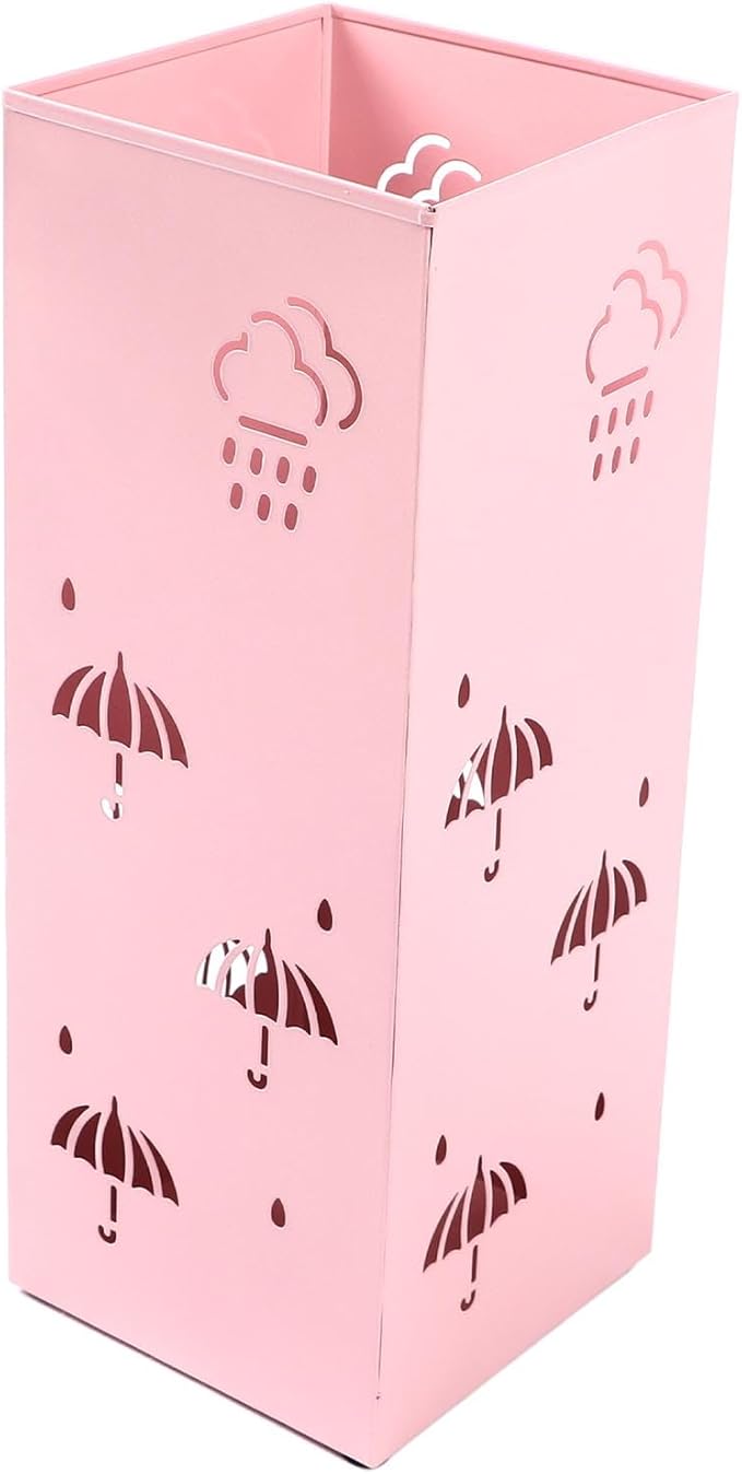 GLOGLOW Nan Metal Umbrella Stand, Carbon Steel, Stylish and Durable Umbrella Holder Bin for Entryway, Home, Office Spaces with 42x16x16cm Ornament (Pink)