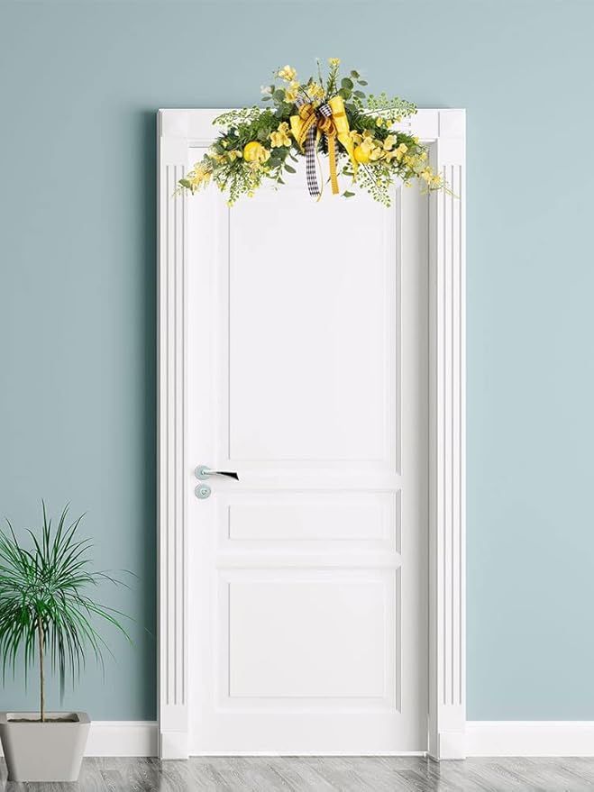 Wedding Arch Flowers Artificial Floral Swag for Door Lintel Spring Lemon Fruit Garland Rustic Decorative Swag for Wedding Arch Front Door Wall Home Decor(#1)