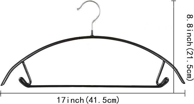 Premium PVC Coating Metal Hangers 20 Pack, Heavyduty, Non Slip Slimline, Suit Jacket T Shirt Hangers, Gold Hooks, Space Saving Clothes Hanger (Black)