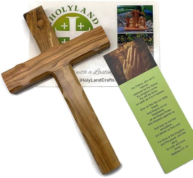 Olive Wood Cross from Bethlehem, Wall Hanging Wooden Cross, Confirmation Cross Gift, Baptism Gifts, Holy Wall Cross, Hand Made religious décor From the Holy Land (One X-Large10" x 6")