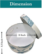 Sarah's Hat Boxes Classic Shells Hat Box – 11" x 5.5" (Dia. x Ht.) Handmade in USA – Odorless Non-Toxic Adhesive, Cording Handle – Premium Storage for Hats & Accessories