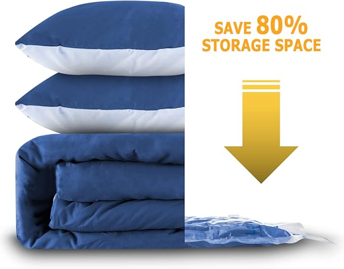 MEIQIHOME Vacuum Storage Bags, Space Saver Sealer Bags,Vacuum seal bags for clothing, Pillows, Comforters, Blankets, Bedding,8 COMBO