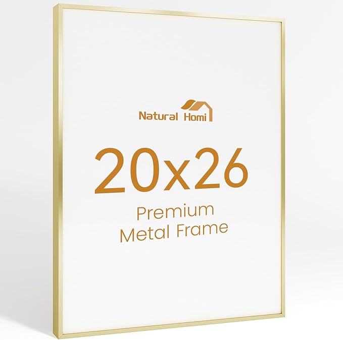 20x26 Aluminum Metal Picture Frame,Tempered Glass Gold Photo Frame 20x26 for Family Photo,Posters,Art,Document to Wall Mount Horizontally or Vertically