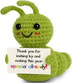 Caterpillar Thank You Gift – Mini Handmade Crochet with Appreciation Card – Funny Small Present for Teachers Coworkers Volunteers – You Made This Year Special!