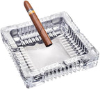 Handmade Glass Ashtray, Ashtray Ash Holder for Indoor or Outdoor Patio Desktop Office Smokers, Ash Tray for Tabletop Home Office Decor (Crystal, L)