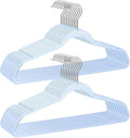 Blue and Gold Hangers for Clothes 40 Pcs, 16" Wide Clear Hangers for Men's Shirt, Women's Gown Dress, Youth Suit, Hoodie, Plastic Hanger with Swivel Hook, Thin Clothing Rack for Dorm Room Essentials