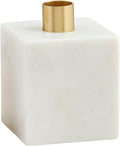 Mud Pie White Marble Taper Holder; 4" X 3"